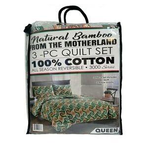 Bamboo 3 Pc. Reversible Quilt Set Size Queen
